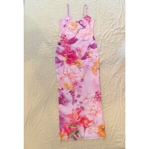 AFRM NWT | Amina pink floral mesh maxi slip dress | size XS